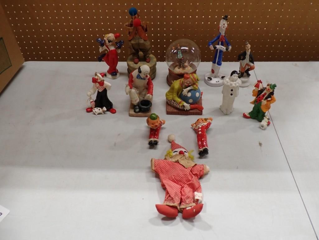 Assorted Clown Figurine Lot including Ceramic, Snow Globe, Toscany, Music Box, etc. (1 of 13)