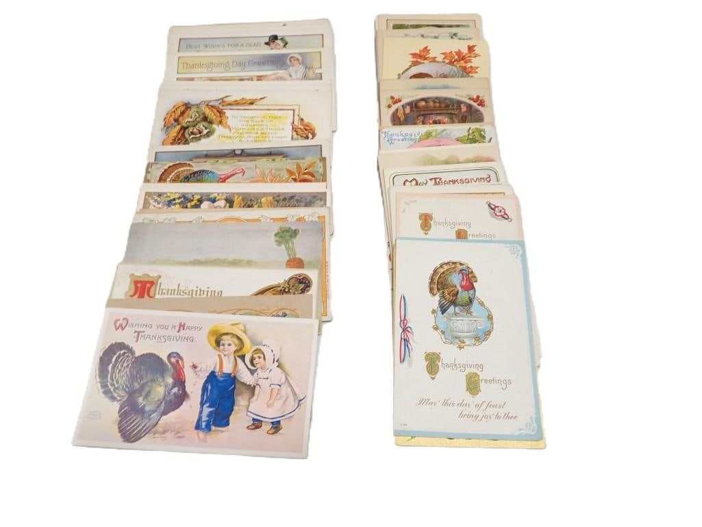 Lot of approx 50 Early 1900's Antique Thanksgiving Day Postcards (1 of 6)