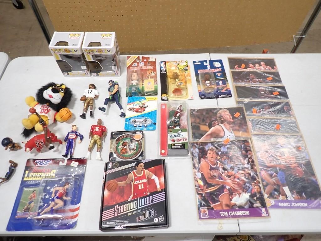 Toy / Sports Lot including Action Figures, Funko Pops, Headliners, Basketball Prints, Starting Lineu (1 of 11)