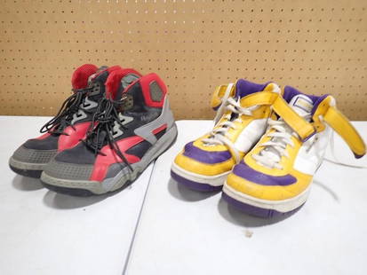 Two Pairs of Gym Shoes including Reebok Pumps and Classic Amaze Basketball: Two Pairs of Gym Shoes including Reebok Pumps and Classic Amaze Basketball. Both pair are Size 14 13x7x4" All pictures are considered part of the description and should be examined carefully