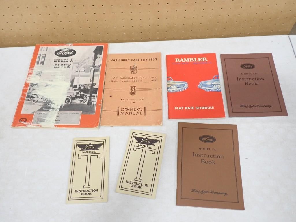 Vintage Automobile Books incl Ford Model T Instruction Books, Nash LaFayette 400 Owners Manual, (1 of 9)