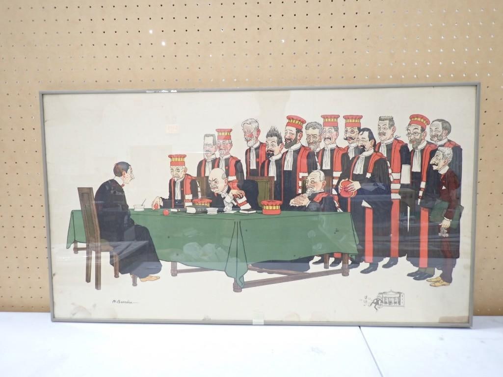 Vintage Framed Lithograph - Adrien Barrere "Passing The Bar" (1 of 9)