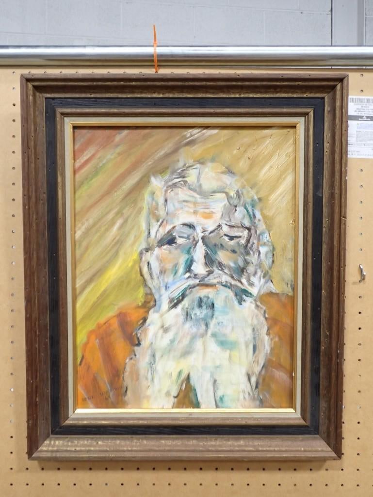 Framed Painting - Rena Harrison 1969 - Man with a beard: Framed Painting - Rena Harrison 1969 - Man with a beard Measures roughly 23x19" All pictures are considered part of the description and should be examined carefully by bidders. Live Auctioneers is