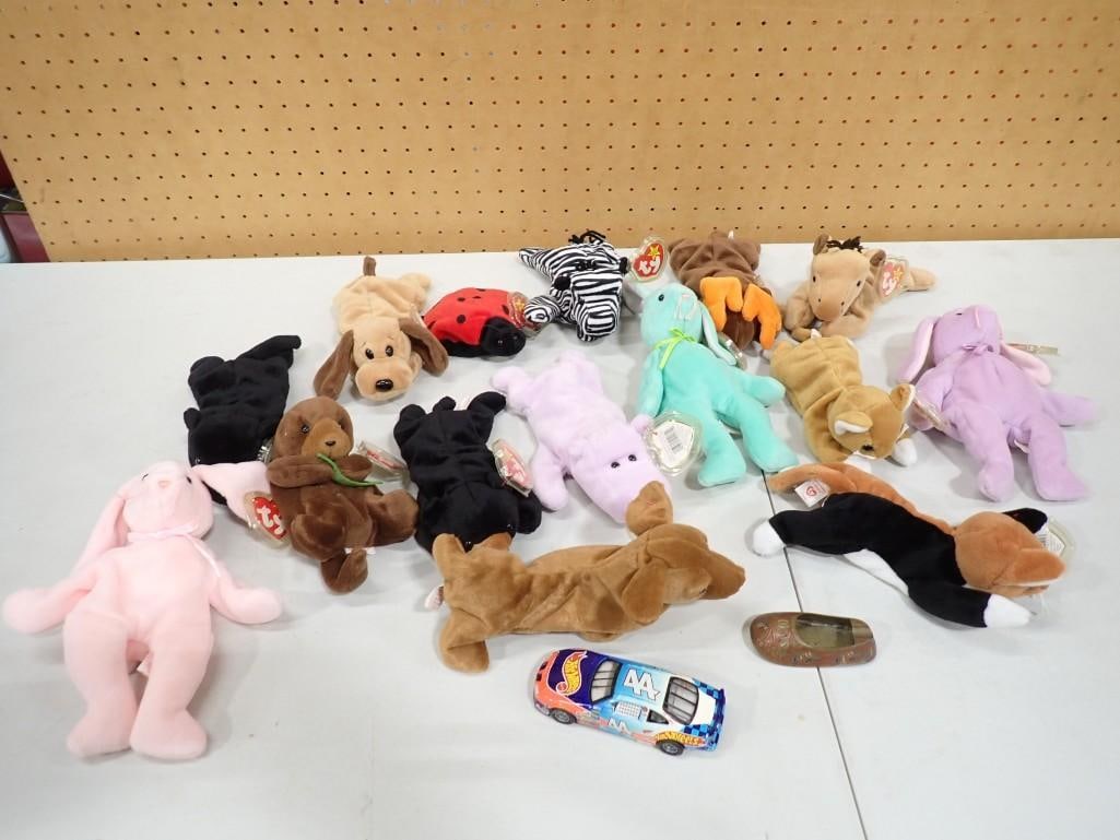 Lot of Ty Beanie Babies Most with Tags incl Bones the Dog, Seaweed the Otter, Ziggy the Zebra, (1 of 11)