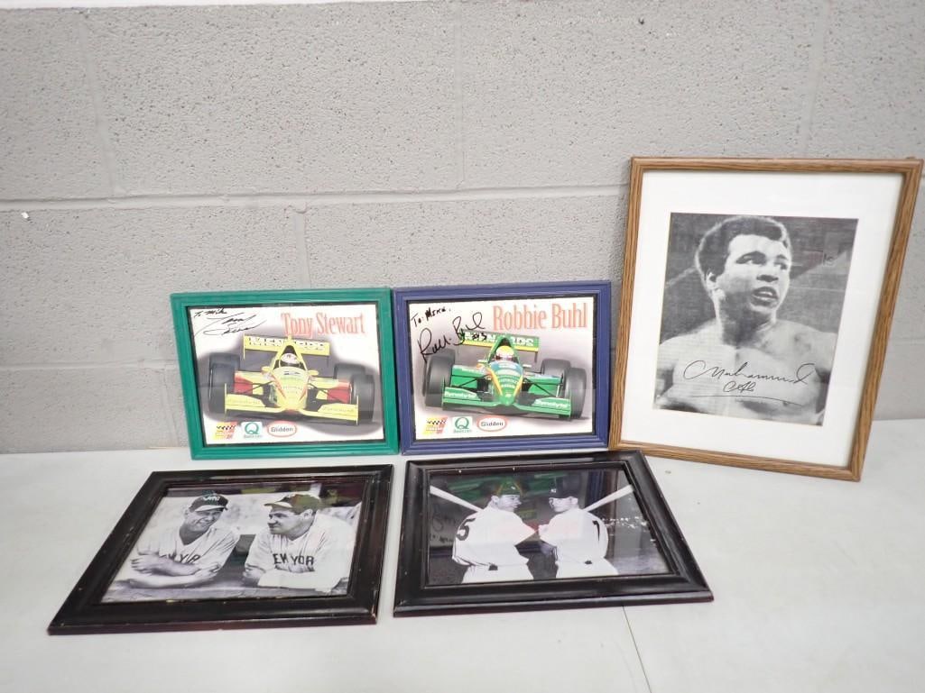 5 Framed Sports Prints incl Babe Ruth and Lou Gehring, Mickey Mantle and Joe DiMaggio (1 of 9)