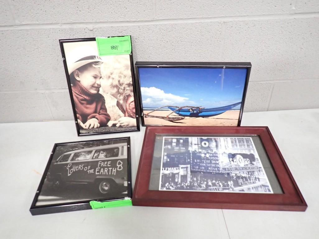 4 Framed Prints incl Chicago Theater, Volkswagen Hippie Van, Etc (1 of 7)