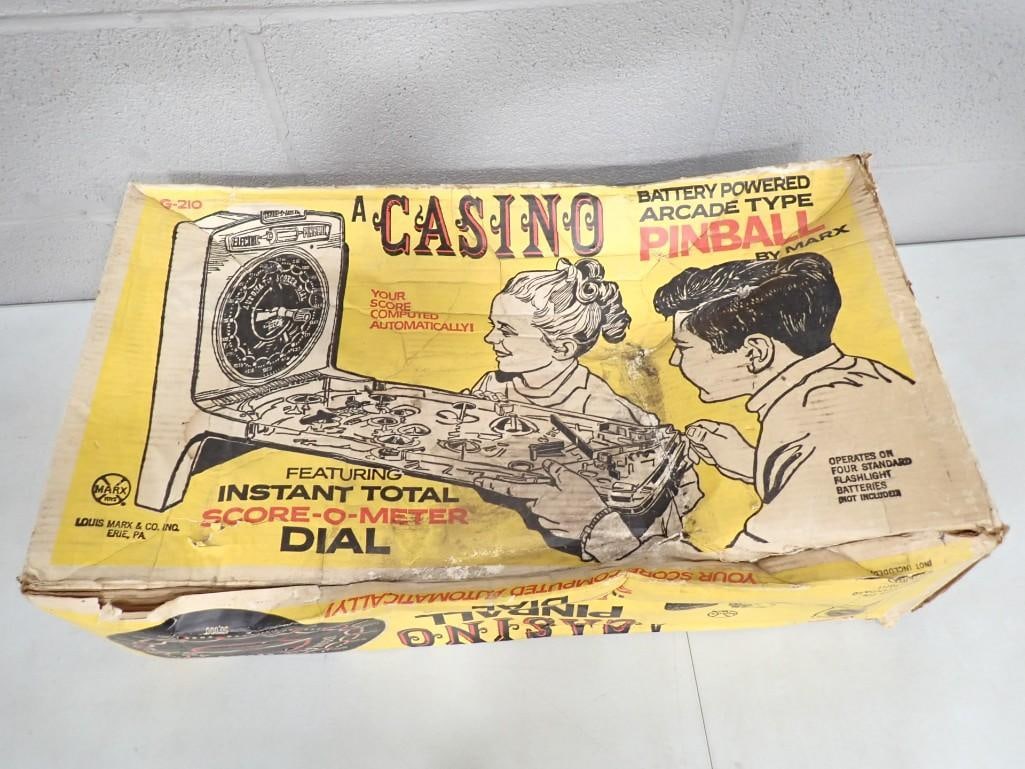 Vintage Louis Marx Casino Battery Powered Arcade Type Pinball in Original Damaged Box (1 of 18)
