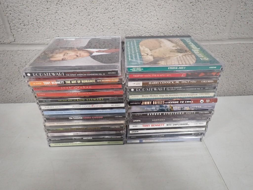 Music CD Lot including Rod Stewart, Jimmy Buffett, Tony Bennett, Jazz, Streisand, Sinatra, Kenny G (1 of 4)