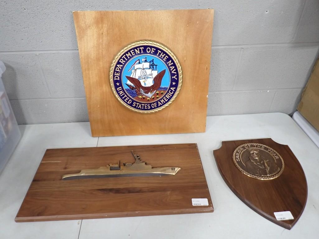 Wooden Plaques / Wall Hangings including United States Dept. of the Navy, Sailor of the Year, Battle (1 of 7)