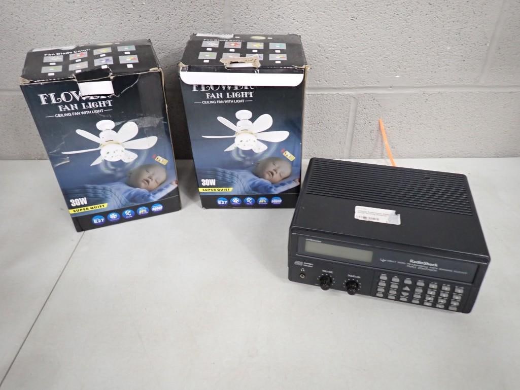 Pair of Flower Fan Lights, and a Radioshak UHF AM/FM Scanning Receiver 400 Channel Pro-2041 (1 of 5)