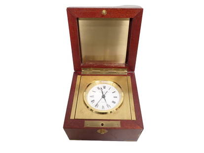 Tiffany & Co Clock in Wood Case: Tiffany & Co Clock in Wood Case Condition: overall good working condition. 4"x4" All pictures are considered part of the description and should be examined carefully by bidder