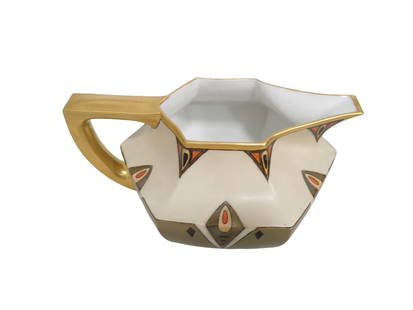 Limoges P.P. France Art Deco Porcelain Pitcher Signed McKown: Limoges P.P. France Art Deco Porcelain Pitcher Signed McKown . No chips or cracks. 11"x6" All pictures are considered part of the description and should be examined carefully
