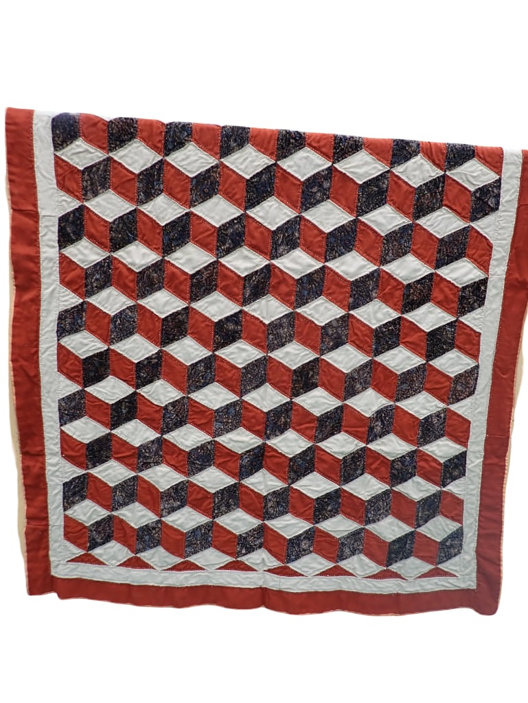 Antique Hand Sewn Quilt Handmade 55"x76" (1 of 7)