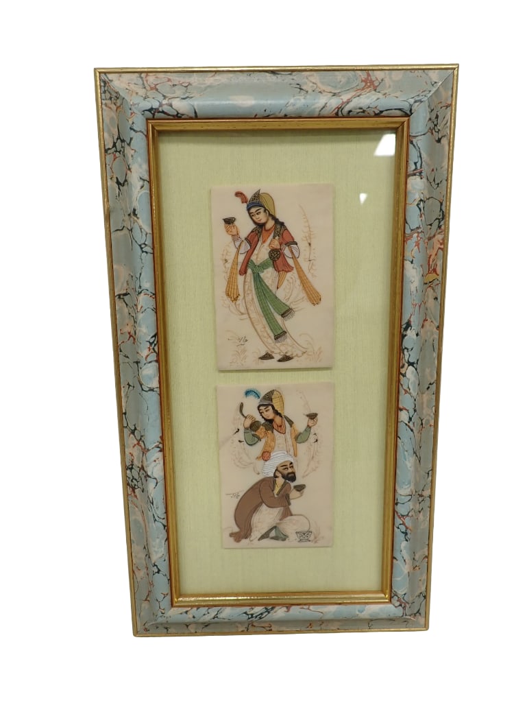 H. Ali Sajjadi Hand Painted Indian Art Framed 14"x8": H. Ali Sajjadi Hand Painted Indian Art Framed 14"x8" All pictures are considered part of the description and should be examined carefully by bidders. Live Auctioneers is now offering Live Ship