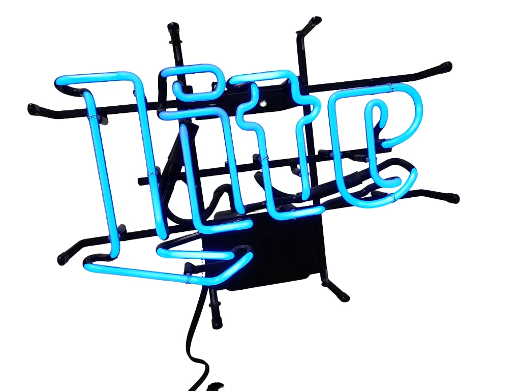 Miller Lite Neon Beer Sign Lights Up Blue Works (1 of 2)