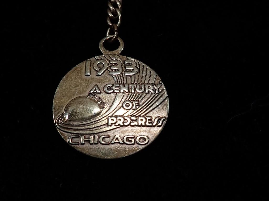 1933 Chicago World's Fair A Century of Progress Gold Filled Watch Fob: 1933 Chicago World's Fair A Century of Progress Gold Filled Watch Fob All pictures are considered part of the description and should be examined carefully by bidders. Live Auctioneers is now off
