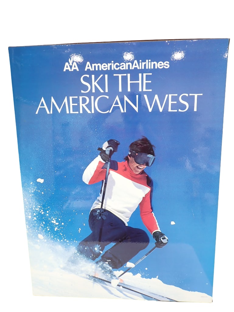 Vintage American Airlines Advertising Ski American West Wall Hanging 30"x40" (1 of 9)