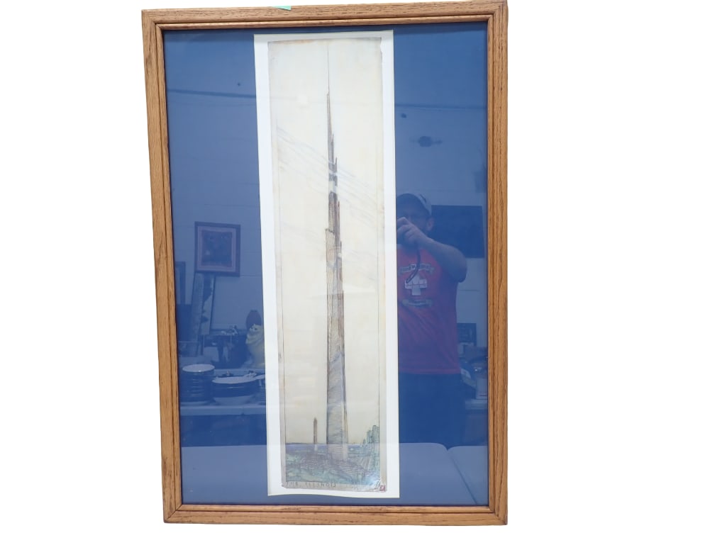 The Illinois Frank Lloyd Wright Architecture Framed print of a Sketch 26"x38" (1 of 9)