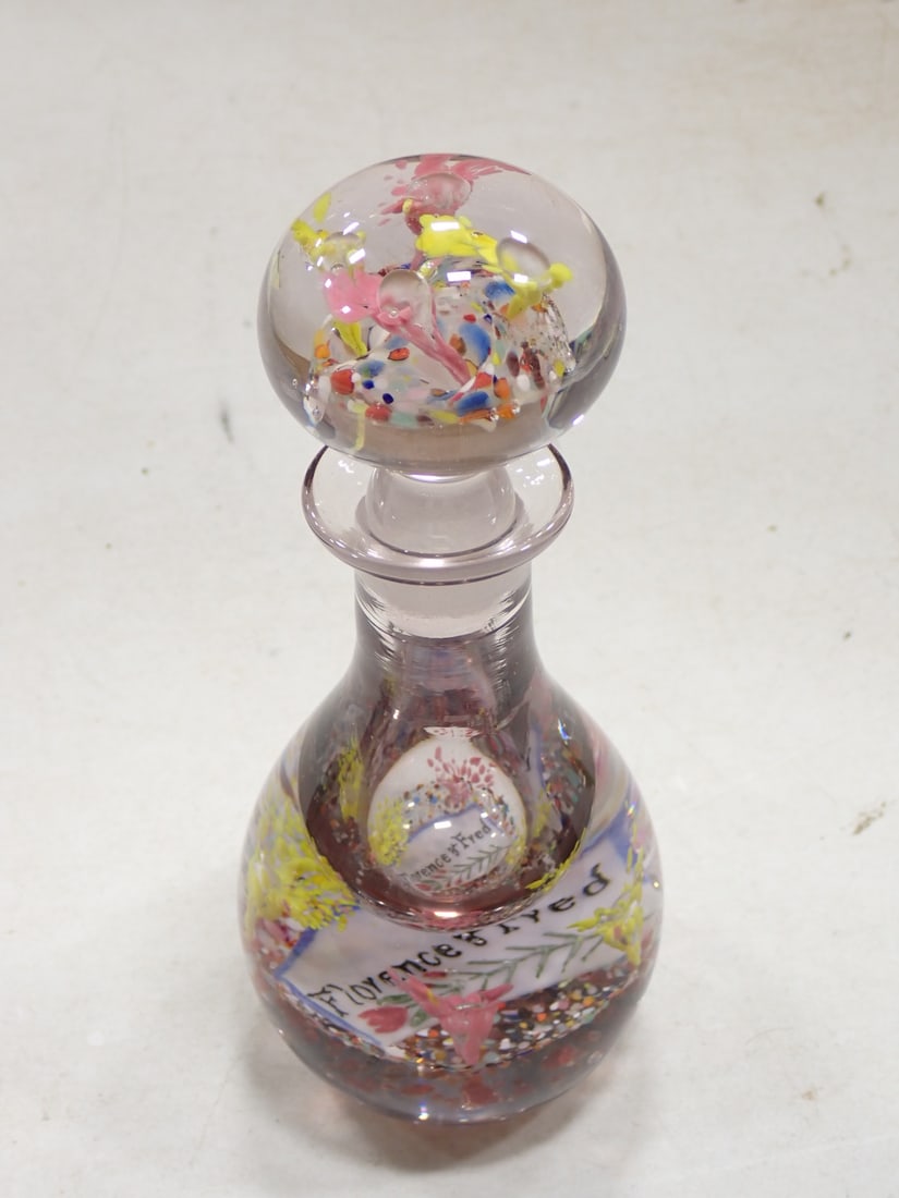 Murano Millefiori Faceted Crystal Perfume Bottle / Paperweight 8" (1 of 10)