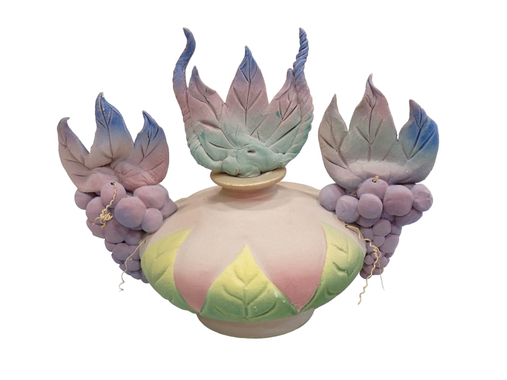 Nancy Adams Art Pottery Perfume Bottle: Nancy Adams Art Pottery Perfume Bottle 6" x 5" All pictures are considered part of the description and should be examined carefully by bidders. Live Auctioneers is now offering Live Shipping t