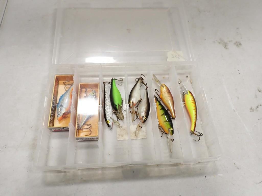 Lot of 9 Fishing Crank Baits and Lures: Lot of 9 Fishing Crank Baits and Lures All pictures are considered part of the description and should be examined carefully by bidders. Live Auctioneers is now offering Live Shipping through them. Thi