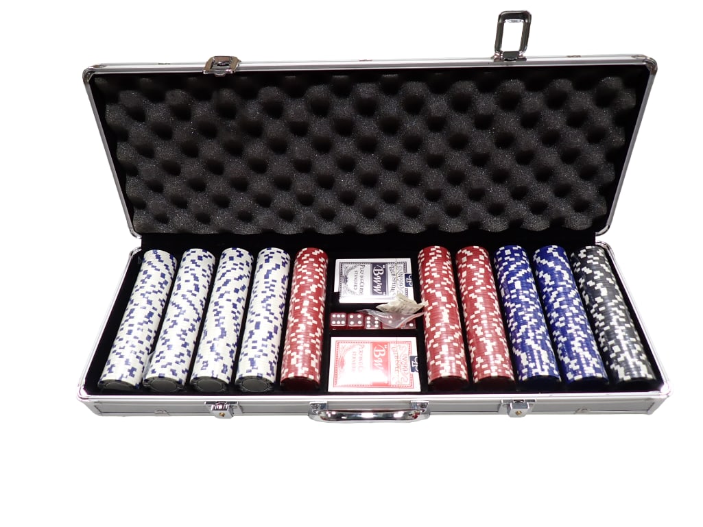 500 pc Poker Chip Set, Cards, Dice, in Case Chips and Cards are Sealed (1 of 5)