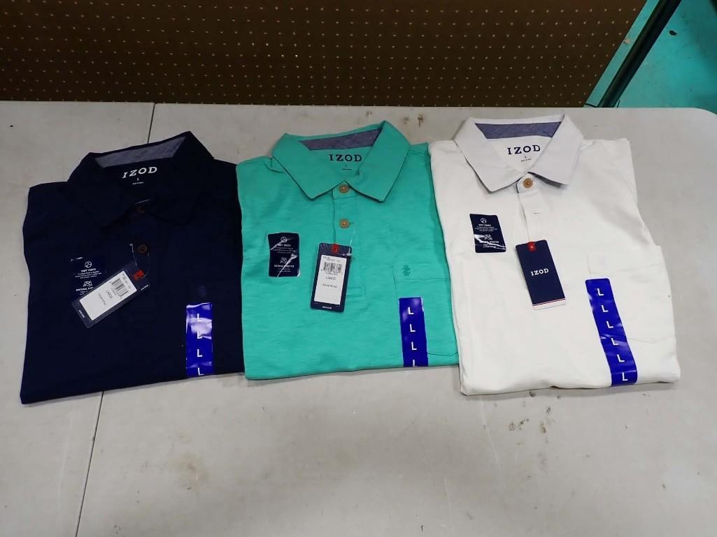 Lot of 3 New with Tags Izod Men's Polo Shirts Size Large (1 of 7)