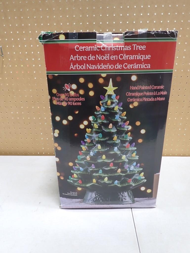 Ceramic Christmas Tree 90 Bulbs 16" Hand Painted Ceramic In Original Box (1 of 3)