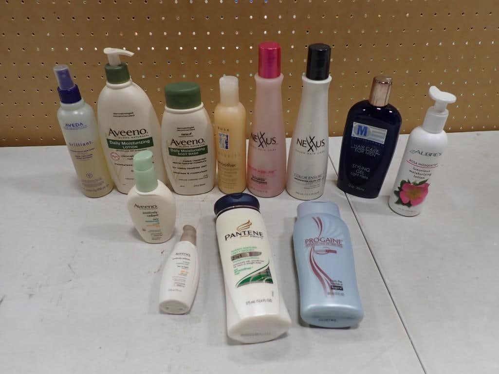 Lot of Lotions, Shampoos, Hairspray, etc incl Aveeno, Nexus, etc Mostly New: Lot of Lotions, Shampoos, Hairspray, etc incl Aveeno, Nexus, etc Mostly New, Some Used All pictures are considered part of the description and should be examined carefully by bidders. Live Auctioneers