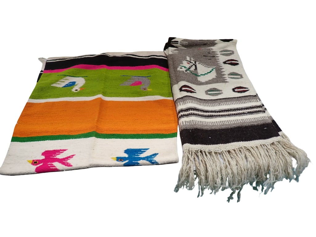 Vintage Mexican Serape Poncho and Ecuadorian Blanket (1 of 6)