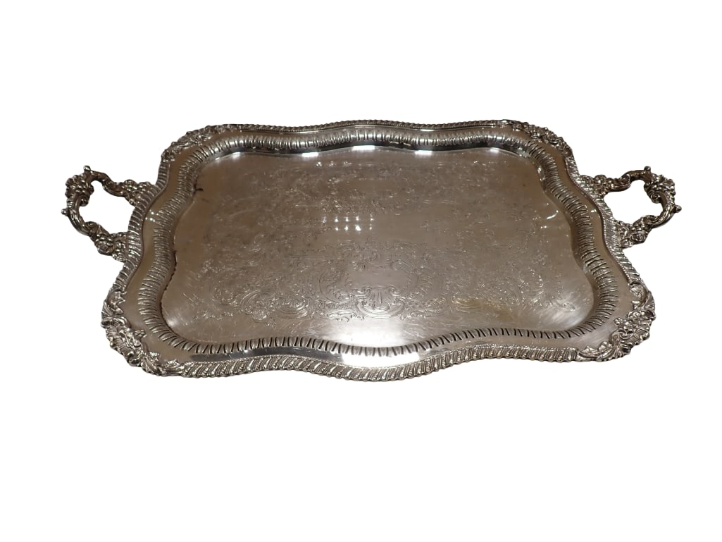Large Ornate Silverplate Serving Tray 29"x20" 9 lbs (1 of 6)
