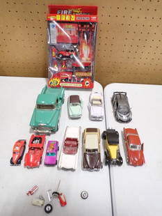 Toy and Model Cars and Vehicles incl New in Package Fire Engine Set, Die Cast Cars, Etc: Lot of Toy and Model Cars and Vehicles incl New in Package Fire Engine Set, Die Cast Cars, Etc All pictures are considered part of the description and should be examined carefully by bidders.
