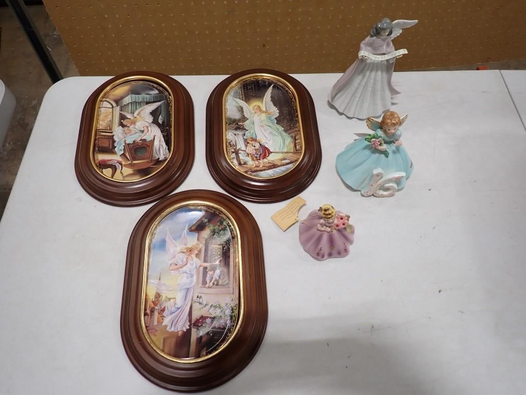 3 Bradford Exchange Collector Plates, 2 Joseph Originals Figurines, 1 Lladro Angel with a Missing (1 of 17)