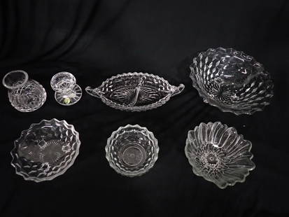 Clear Glass and Crystal incl Waterford, Fostoria , etc: Clear Glass and Crystal incl Waterford, Fostoria , etc All pictures are considered part of the description and should be examined carefully by bidders. Live Auctioneers is now offering Live