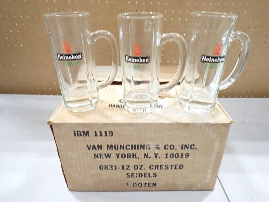 Lot of Heineken Glass Beer Mugs / Steins - Case of 9 (1 of 7)
