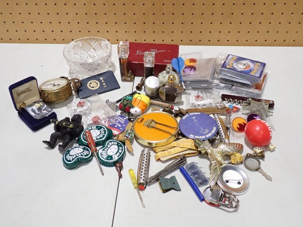 Lot of Smalls incl Pokemon Cards, Buttons, Figures, Game Pieces, etc (1 of 15)