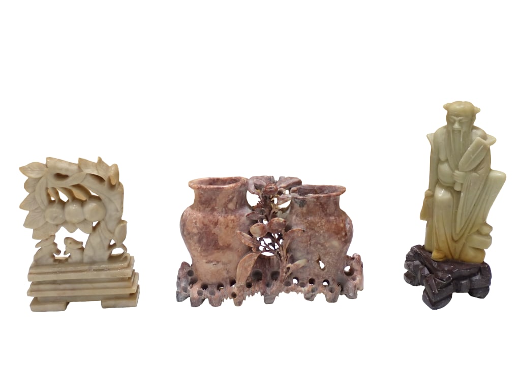 3 Carved Stone Asian Style Figures Very Detailed (1 of 8)