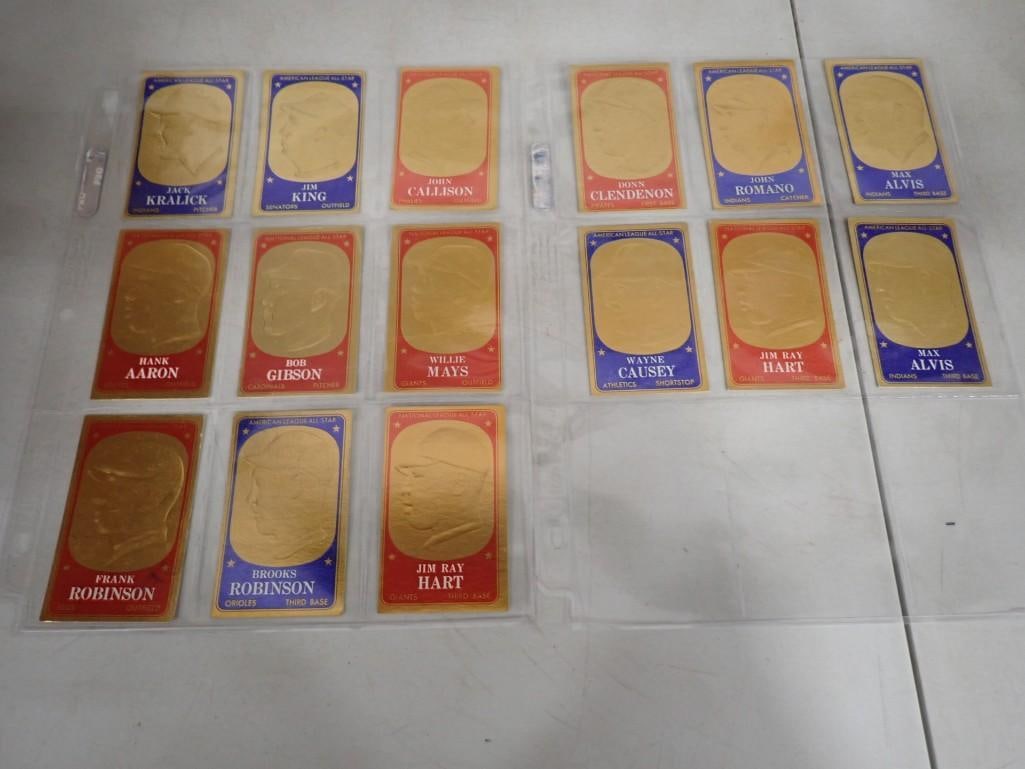 Lot of 1965 Topps Baseball Embossed Cards including Hank Aaron, Bob Gibson, Willie Mays, Frank Robin (1 of 4)