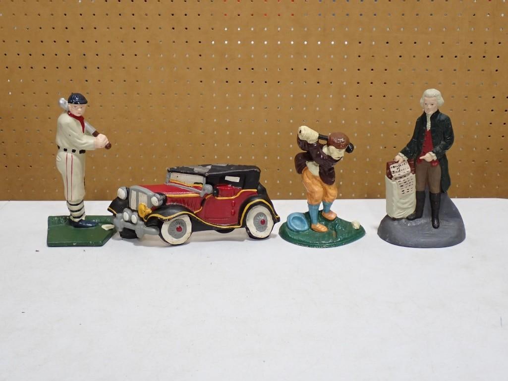Plaster Wall Hangings or Book ends including Baseball, Car, Golf, Thomas Jefferson (1 of 7)