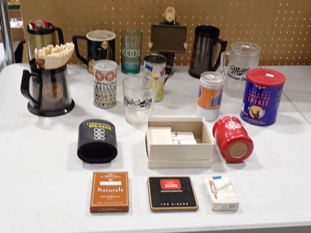 Vintage Beer, Alcohol Glasses, Cans, Mugs, etc. including Kool, Billy Beer, Iron City, American Spir (1 of 14)