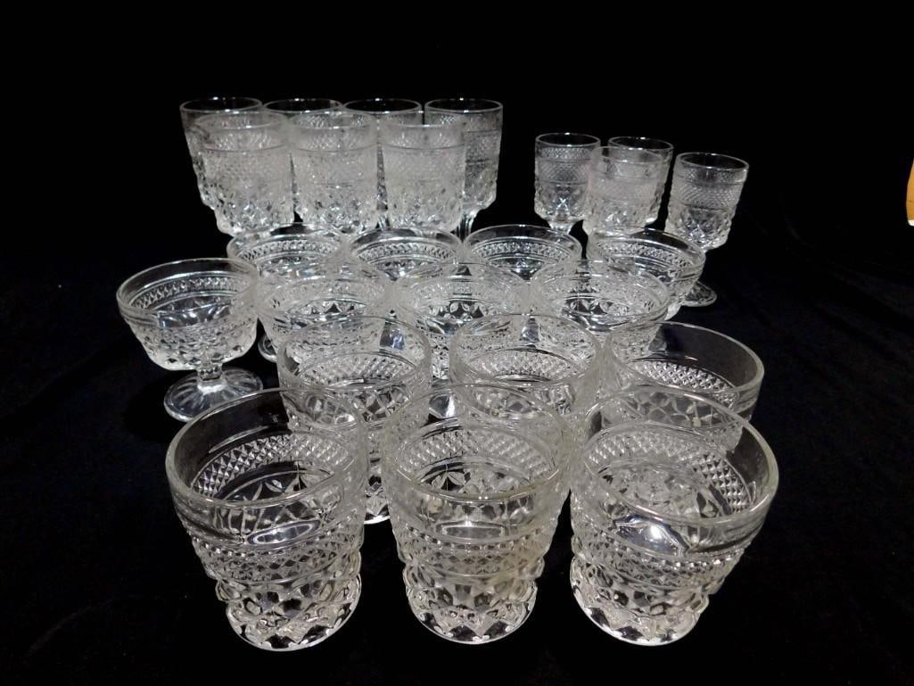 Vintage Anchor Hocking Wexford Stemware Glasses, Water Glasses, Sherbets (1 of 10)