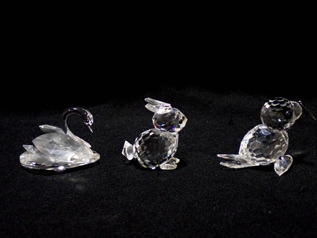 3 Mini Swarovski Crystal Figurines - Swan, Bunny Rabit and Baby Seal (1 of 12)