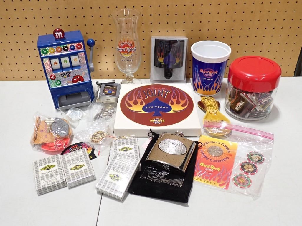 M&Ms Slot Machine, Har Rock, Horseshoe Casino Collectibles, Tropicana Playing Cards, Drinking Flask, (1 of 15)
