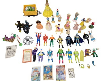 Lot of Action Figures and Small Toys incl Batman, Spider-Man, Gumby, Disney, etc