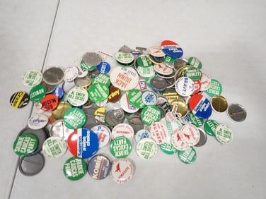 Lot of Pinback Buttons incl Political Buttons