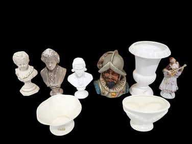Home Decor incl Busts, Vases, Etc incl Universal Statuary Spanish Conquistador, Haeger Vase with Ori