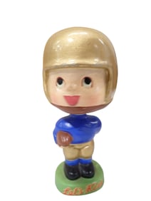 Vtg 1960s Football Bobblehead in Notre Dame Colors Let's Kiss with A Mark Exclusive Label