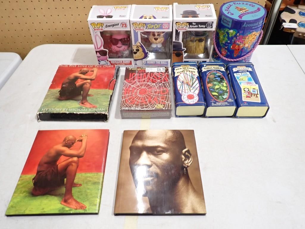 Misc. Lot including Michael Jordan, Funko Pop Energizer Bunny, Top Cat, Addams Family, Marbles, (1 of 9)