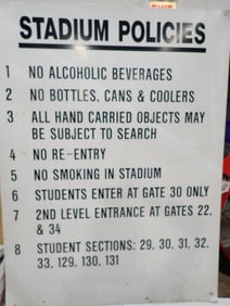 Stadium Policies Metal Sign 48"x35"