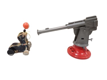 Vintage Harvill Sky Raider Toy Cannon and Fisher Price Suzie Seal Pull Toy #623